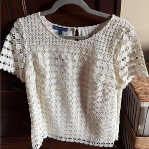 Talbots Cream Lace Short Sleeve Top NWT